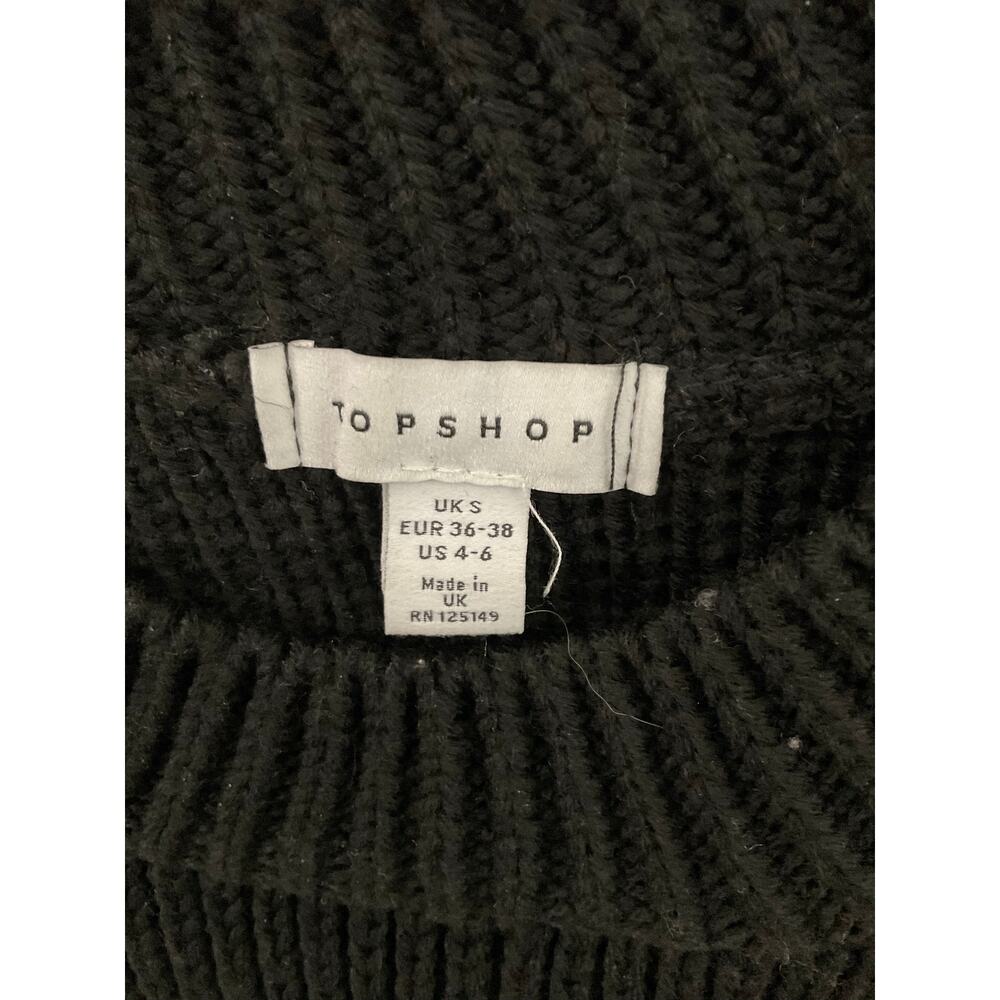 Topshop Black/White Long Sleeve Crop Pullover Sweater Size Small Peace Yin Yang - Picture 4 of 5